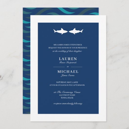 Shark bruiloft uitnodiging (Voorkant / Achterkant)