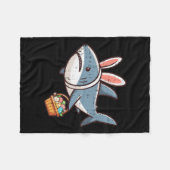 Shark Bunny Easter Eggs Funny Hunt Girls Boys Kind Fleece Deken (Voorkant (Horizontaal))