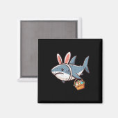 Shark Bunny Easter Eggs Funny Hunt Girls Boys Kind Magneet (Voorkant / Achterkant)