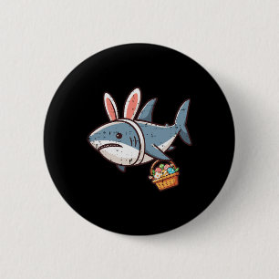 Shark Bunny Easter Eggs Funny Hunt Girls Boys Kind Ronde Button 5,7 Cm