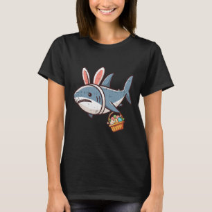 Shark Bunny Easter Eggs Funny Hunt Girls Boys Kind T-shirt