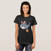 Shark Bunny Easter Eggs Funny Hunt Girls Boys Kind T-shirt (Voorkant volledig)