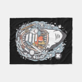 Shark Cartoon Outfit School Fleece Deken (Voorkant (Horizontaal))