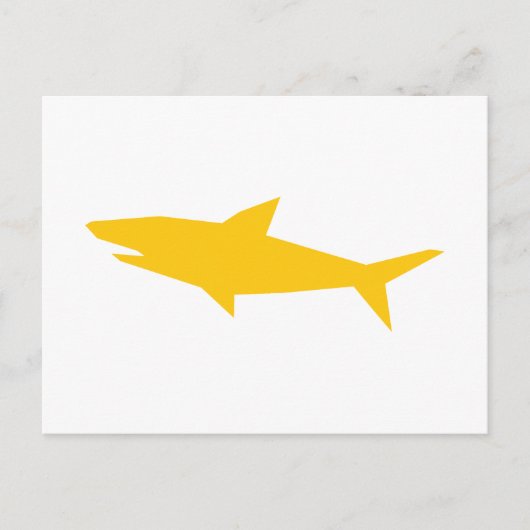 Shark Cartoon Yellow Silhouette Briefkaart (Voorkant)