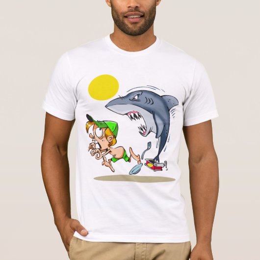 Shark Chasing A Boy Mannen T-shirt (Voorkant)