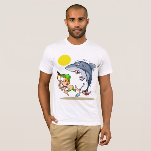 Shark Chasing A Boy Mannen T-shirt (Voorkant volledig)