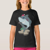 Shark Christmas Candy Cane T-shirt (Voorkant)