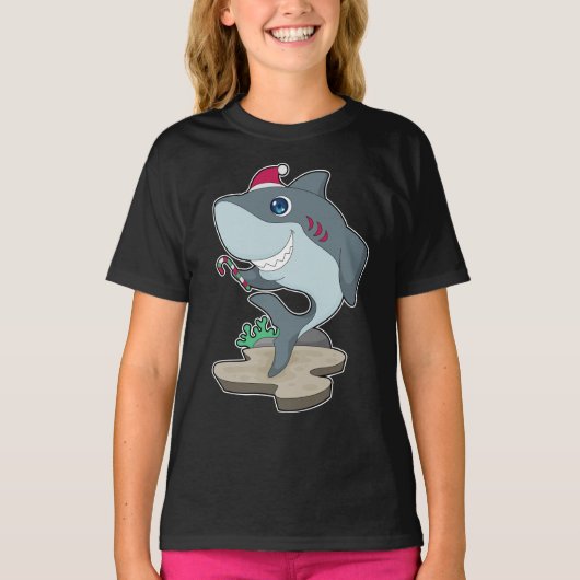 Shark Christmas Candy Cane T-shirt (Voorkant)