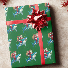 Shark Christmas Gift Wrap Santa Claus Riding Shark Cadeaupapier