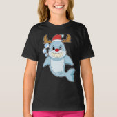 Shark Christmas Reindeer T-shirt (Voorkant)