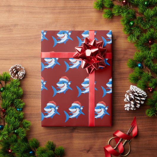 Shark Christmas Santa Hat Gift Cadeaupapier (Feestdagen Geschenken)