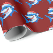 Shark Christmas Santa Hat Gift Cadeaupapier (Rol Hoek)