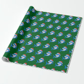 Shark Christmas Santa Hat Gift Groen Cadeaupapier (Uitgerold)