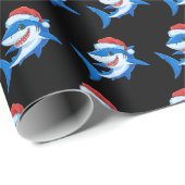 Shark Christmas Santa Hat Ocean Gift Cadeaupapier (Rol Hoek)