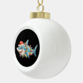 Shark Christmas Santa Hat Xmas Lights Sharkmas Keramische Bal Ornament (Rechts)
