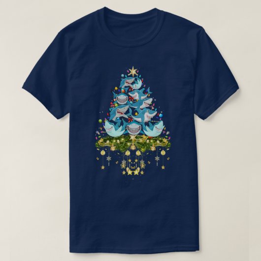 Shark Christmas Tree Lights Holiday Shark Xmas T-shirt (Design voorkant)