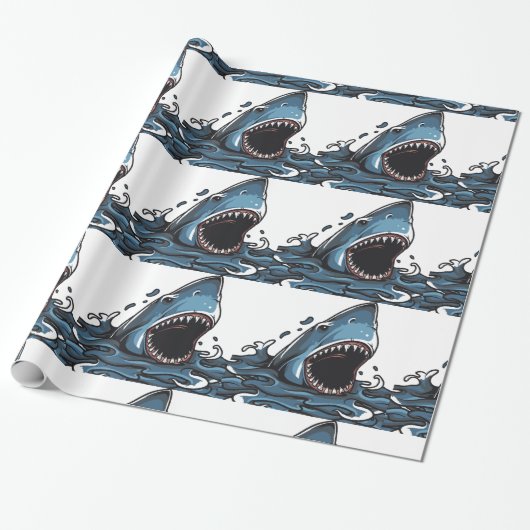 SHARK CHRISTMAS Wrapping Paper Cadeaupapier (Uitgerold)