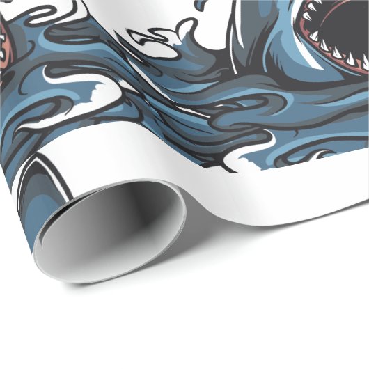 SHARK CHRISTMAS Wrapping Paper Cadeaupapier (Rol Hoek)