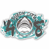 Shark City Bay Area Californië Decal Sticker (Voorkant)