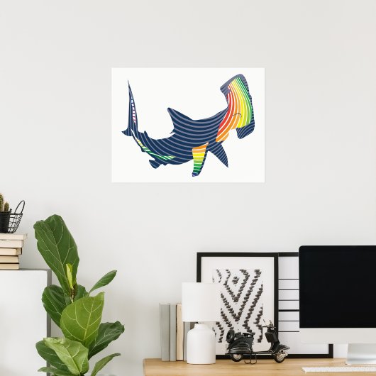 Shark Color Swirl Poster (Thuiskantoor)