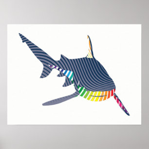 Shark Color Swoosh Poster