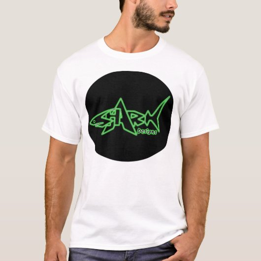 Shark Design Green Neon Front T-shirt (Voorkant)