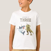 Shark & Dino 3e verjaardag Shirt, T-rex Shark Part T-shirt (Voorkant)
