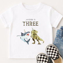 Shark & Dino 3e verjaardag Shirt, T-rex Shark Part
