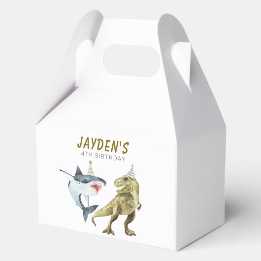 Shark & Dino Birthday Party Bedankdoosjes (Voorkant)