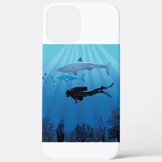 Shark Diving Scuba Diver Case-Mate iPhone Case (Achterkant)