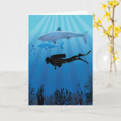 Shark Diving Scuba Diver Kaart (Gele Bloem)