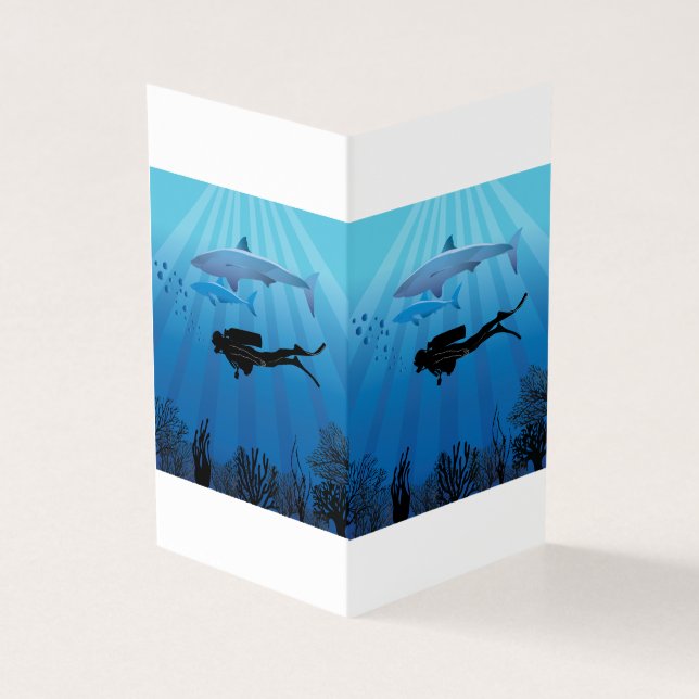 Shark Diving Scuba Diver Kaart (Buitenkant)