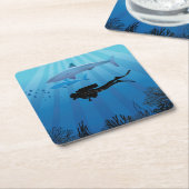 Shark Diving Scuba Diver Kartonnen Onderzetters (Schuin)