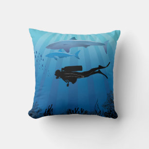 Shark Diving Scuba Diver Kussen