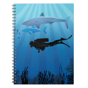 Shark Diving Scuba Diver Notitieboek