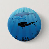 Shark Diving Scuba Diver Ronde Button 5,7 Cm (Voorkant)