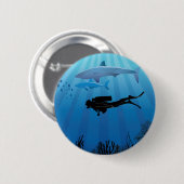 Shark Diving Scuba Diver Ronde Button 5,7 Cm (Voorkant /achterkant)