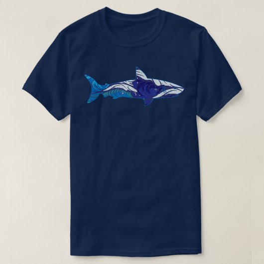 Shark double-exposure Shark waves design T-shirt (Design voorkant)