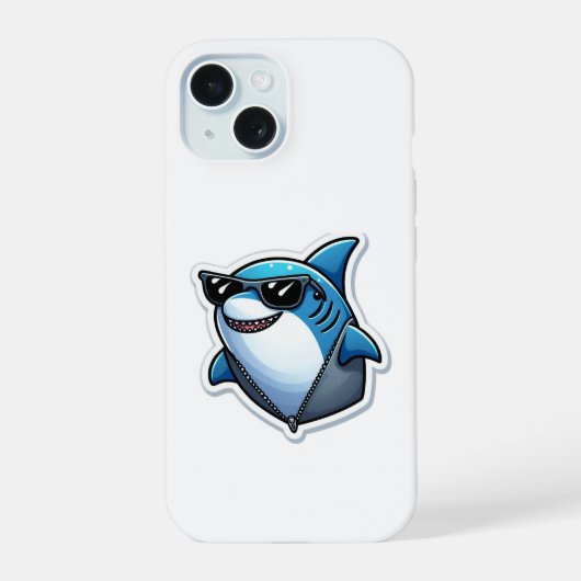 Shark Drawing: Deep Water iPhone 15 Case (Achterkant)