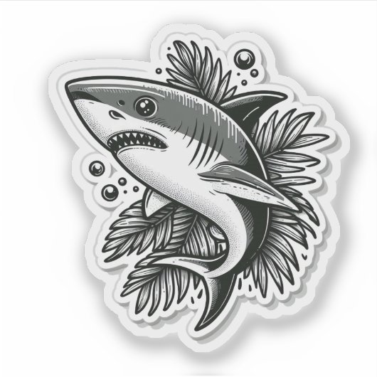 Shark Drawing: Deep Water Sticker #3 (Voorkant)
