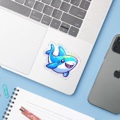 Shark Drawing: Deep Water Sticker #4 (Laptop met iPhone)