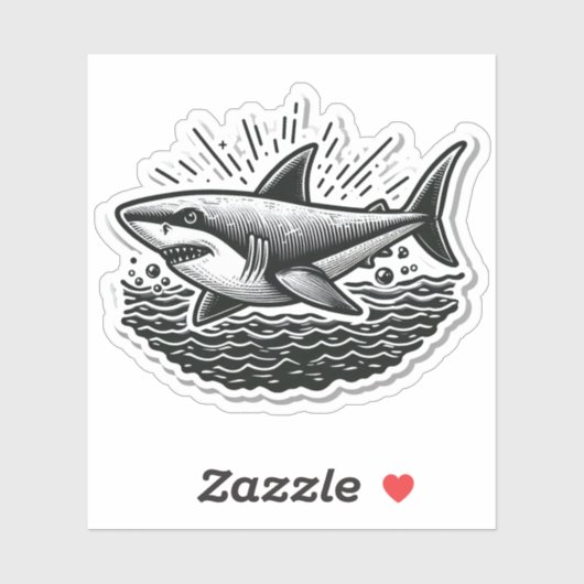 Shark Drawing: Deep Water Sticker #7 (Vel)
