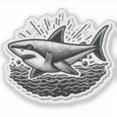 Shark Drawing: Deep Water Sticker #7 (Voorkant)