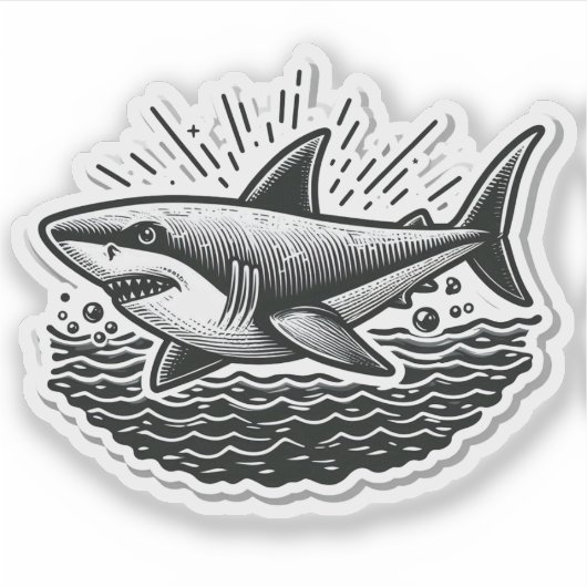 Shark Drawing: Deep Water Sticker #7 (Voorkant)