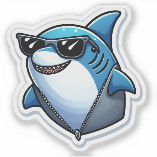 Shark Drawing: Deep Water Sticker #8 (Voorkant)