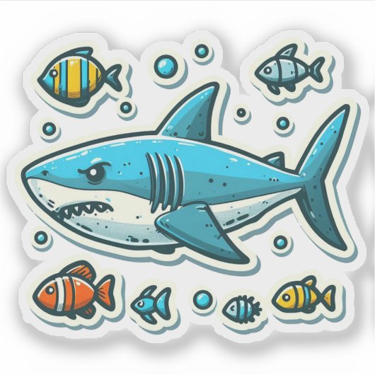 Shark Drawing: Deep Water Stickers #18 (Voorkant)