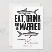 Shark Eat-Drink en een gehuwde zwarte bruiloft Kaart (Voorkant)