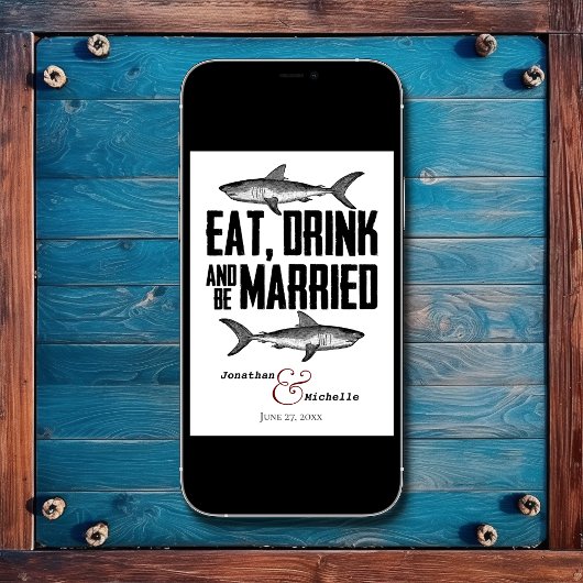 Shark Eat-Drink en een gehuwde zwarte bruiloft Kaart