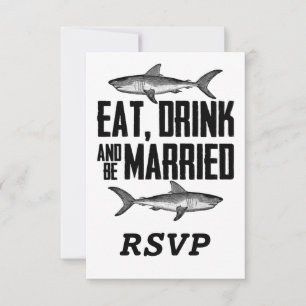 Shark Eat-Drink en een gehuwde zwarte bruiloft RSVP Kaartje