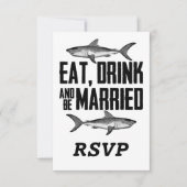 Shark Eat-Drink en een gehuwde zwarte bruiloft RSVP Kaartje (Voorkant)